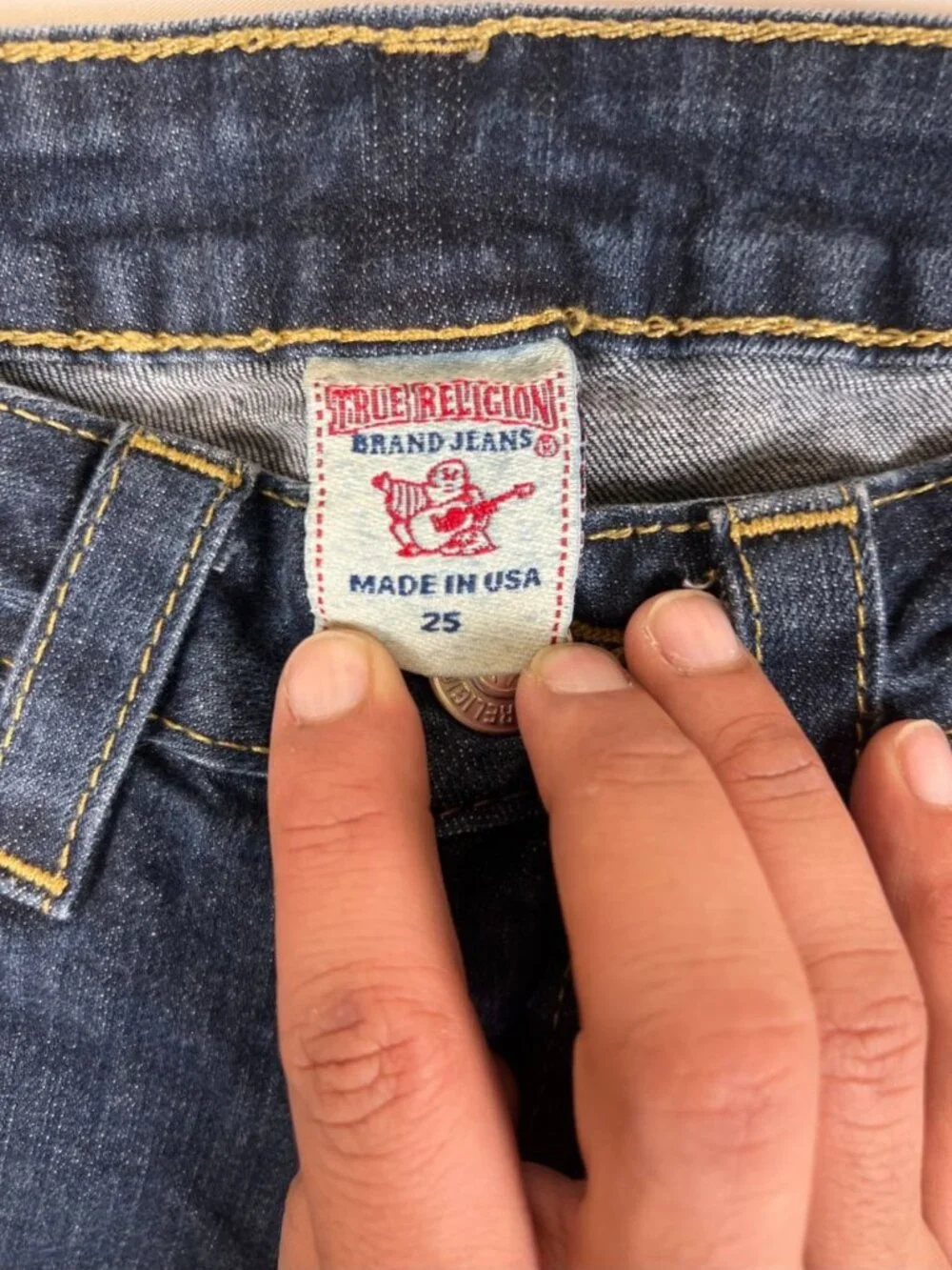 Vintage True Religion Women’s Size 25 Straight Leg Jeans Dark Wash Made in USA - Picture 3 of 10